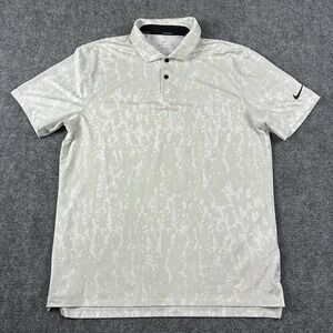 Nike Golf Polo Shirt Mens Medium Gray Camo Dri-FIT Standard Fit Performance